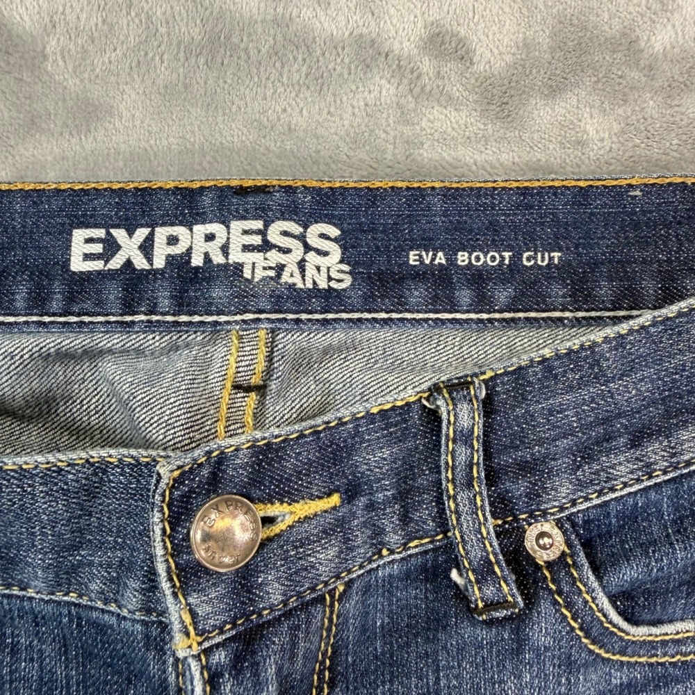 Express Eva Boot Cut Jeans Women's Size 10R Dark Blue Flare Denim Pants - Picture 3 of 8